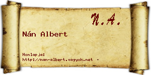Nán Albert névjegykártya